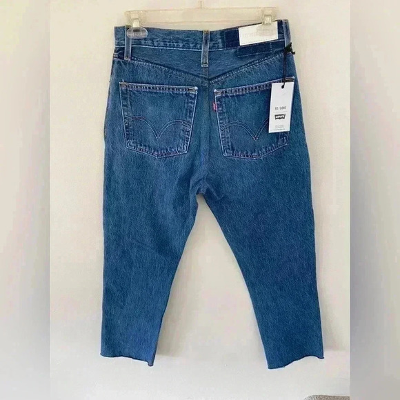 Redone X Levi’s high rise stove pipe jeans in indigo size 26 - Picture 5 of 6